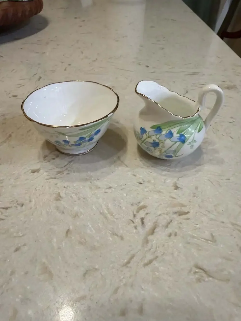 Shelley England Harebell Pattern Mini Creamer and Open Sugar Bowl Set